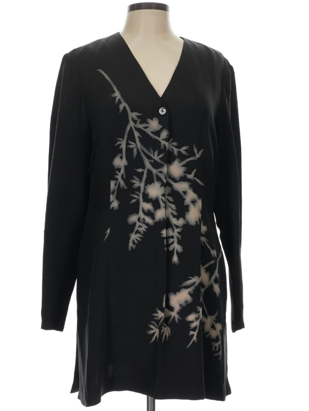 Silk Dana Buchman Black Mini Dress with Cream Floral Print Lined Size 10